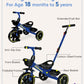 KRIDDO 2-in-1 Toddler Tricycle for Ages 18 Months to 5 Years Old - Extended Push Handle for Effortless Push, Gift Trike for Todd