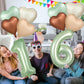 Biapian 40 Inch Sage Green Number 16 Balloons, Large Foil Number 1 & 6 Balloons With 18'' Cream Brown Heart Balloons For 16Th Ye