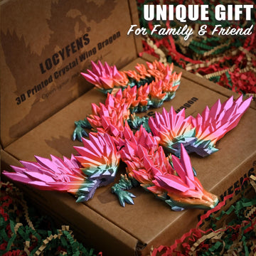 Locyfens 3D Printed Dragon With Wings Flying Dragon, Rainbow Articulated 3D Dragon Toys, 3D Printed Crystal Wing Dragon Without