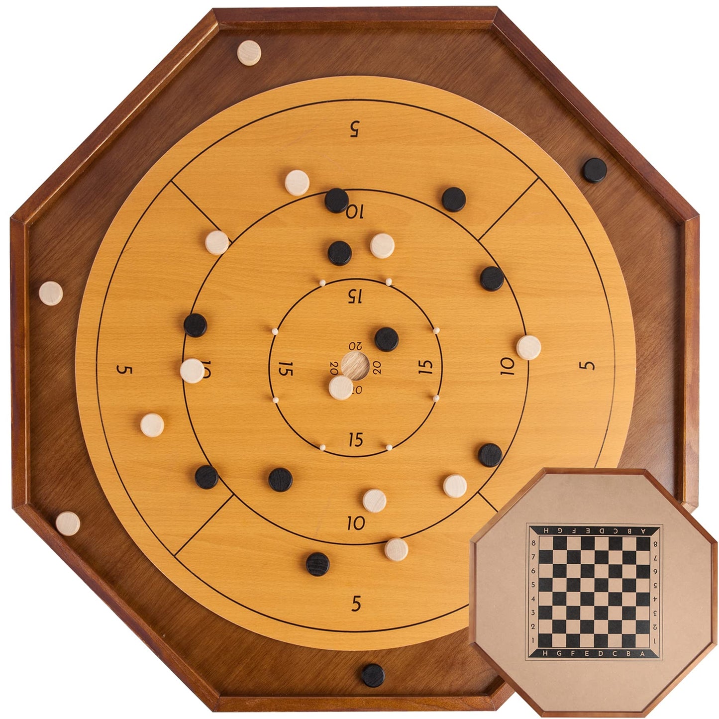 Tournament Crokinole And Checkers, 30-Inch Official Crokinole Board Game With 26' Playing Surface, Canadian Heritage Tabletop Game For Two Players, Dexterity Krokinole Games For Families And Friends