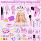 Everideals 39PCS Hair Styling Doll Head Makeup Kit for Girls,Pretend Play Hair Styling Set,with Hairdryer Curling Iron Crown Hai
