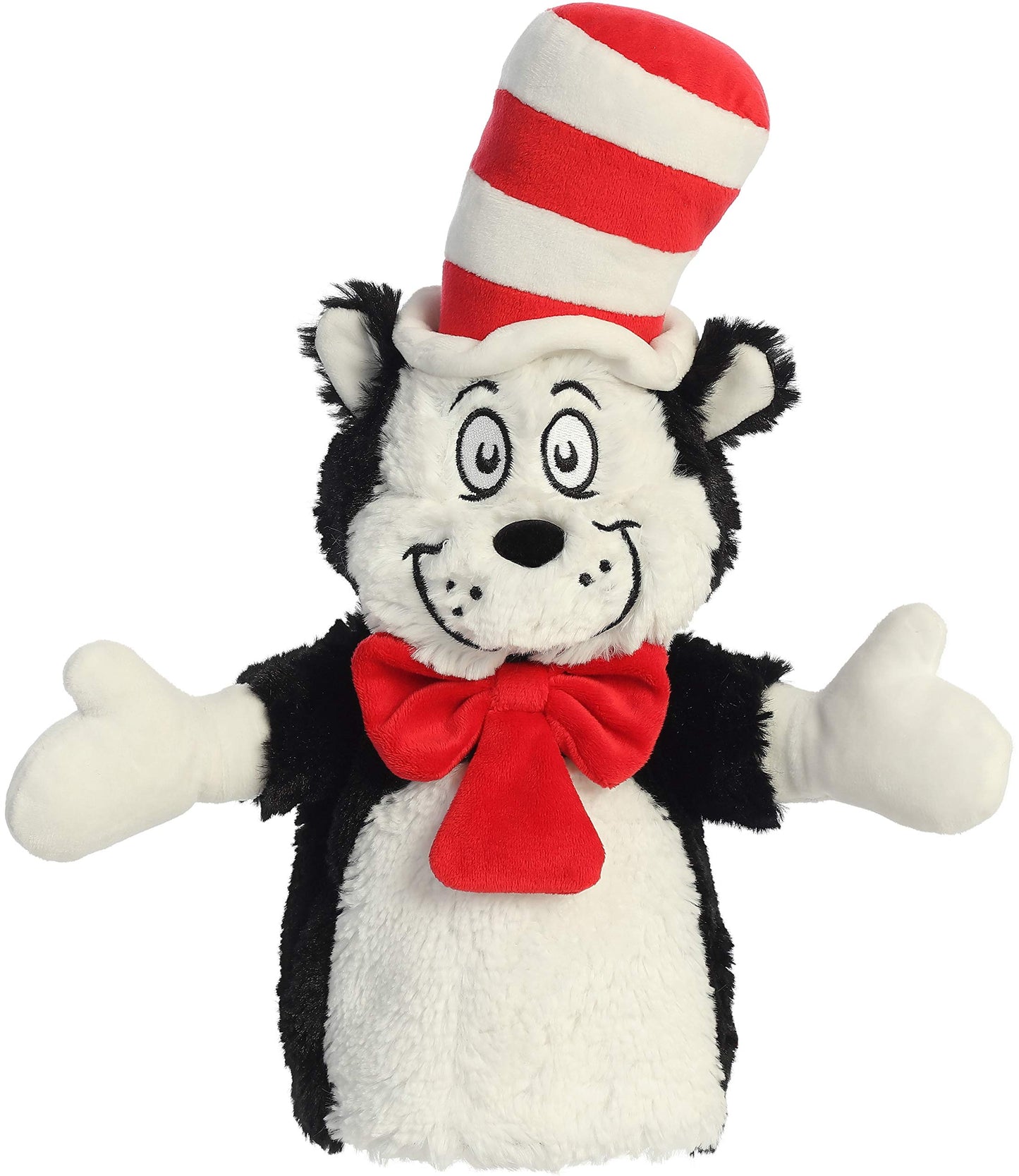 Aurora® Whimsical Dr. Seuss™ Cat In The Hat Hand Puppet Stuffed Animal - Magical Storytelling - Literary Inspiration - Multicolor 14 Inches