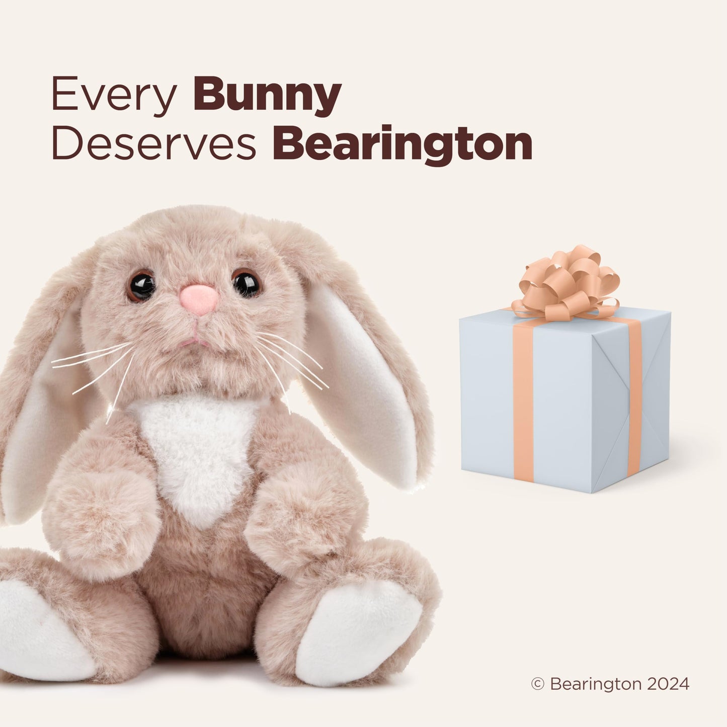 Bearington Collection Lil’ Boomer Taupe And White Plush Stuffed Animal Bunny Rabbit, Adorable, Soft And Cuddly, Great Gift For Kids Of All Ages, Birthdays, Holidays And Special Occasions, 6 Inches