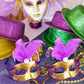 24 Pieces Mini Masks Masquerade Mini Mask Small Masquerade Mask Cake Toppers Decorative Mini Mask Mardi Gras Party Decor (Purple