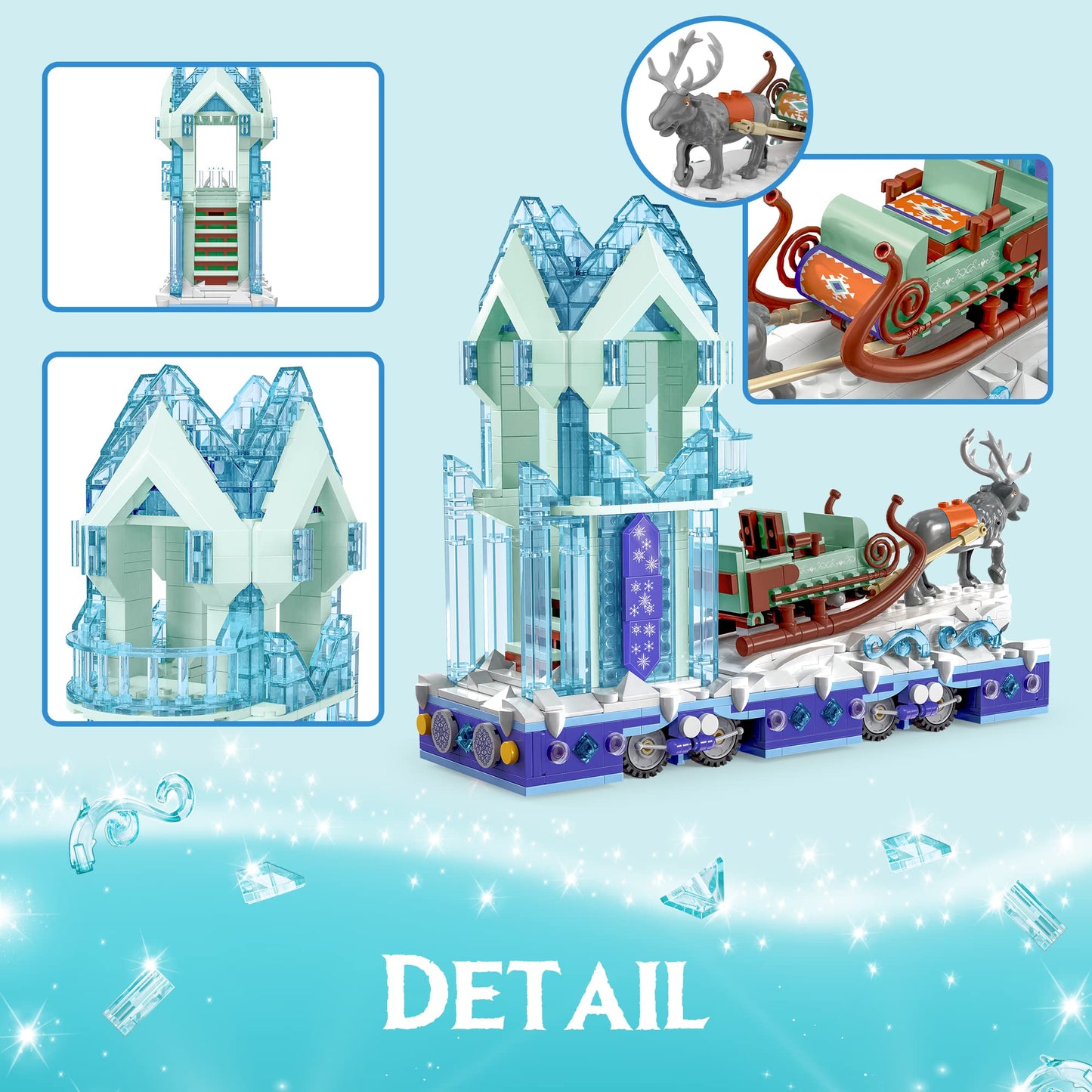 Under The Baubles Educiro Ice Princess Castle With Reindeer Sven Moveable Toy Building Set For Kids, Girls, And Boys Ages 8-12,(912 Pieces) Anna-Elsa'S Toys Gift Ideas