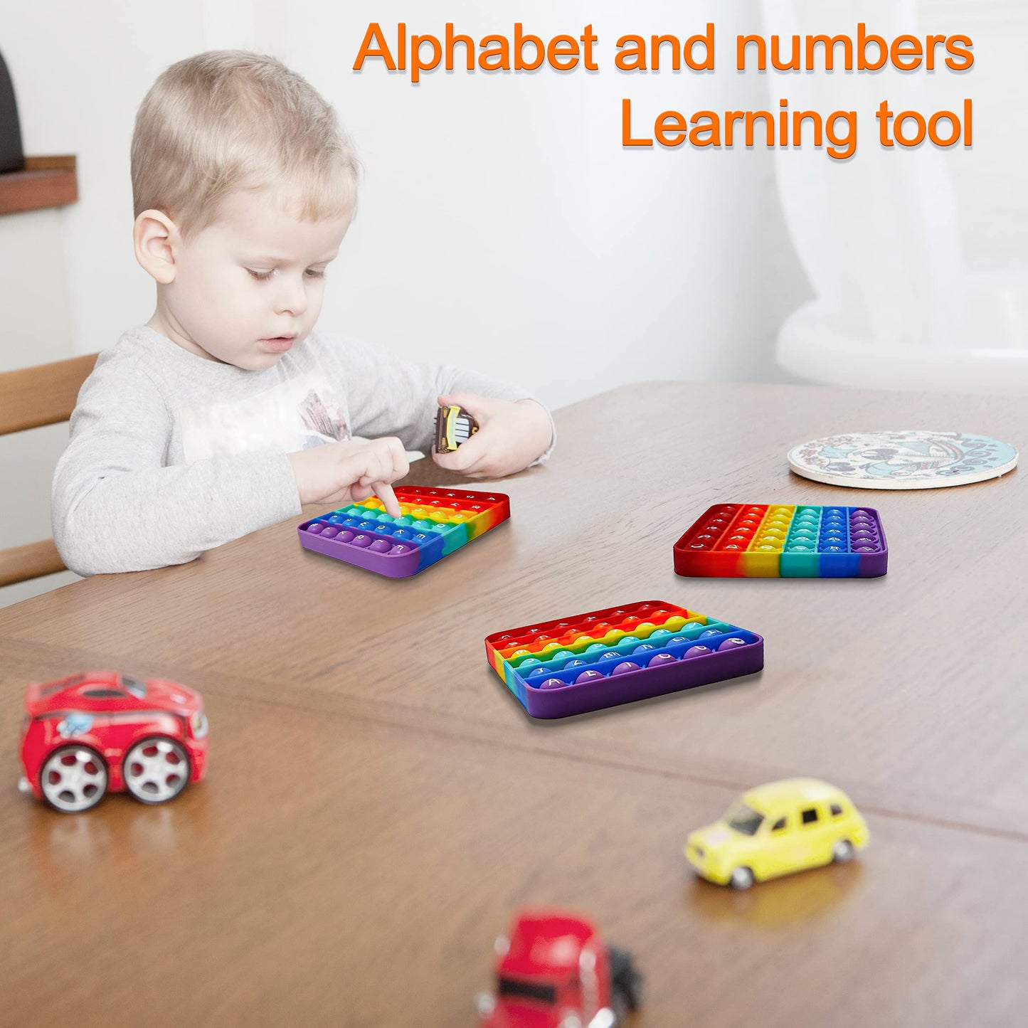 Alphabet Pop Fidget Toy Letters Abc Numbers Learning And Educational Toys Square Sensory Toys Popper Games Gifts For Kids Adhd Autism 2 Packs Double Side(Alphabet Numbers And Uppercase Lowercase)