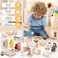 Toyssa Wooden Dollhouse Furniture Set, 36Pcs Miniature Doll House Accessories With Colorful 5 Room & 4 Flexible Family Dolls, Pr