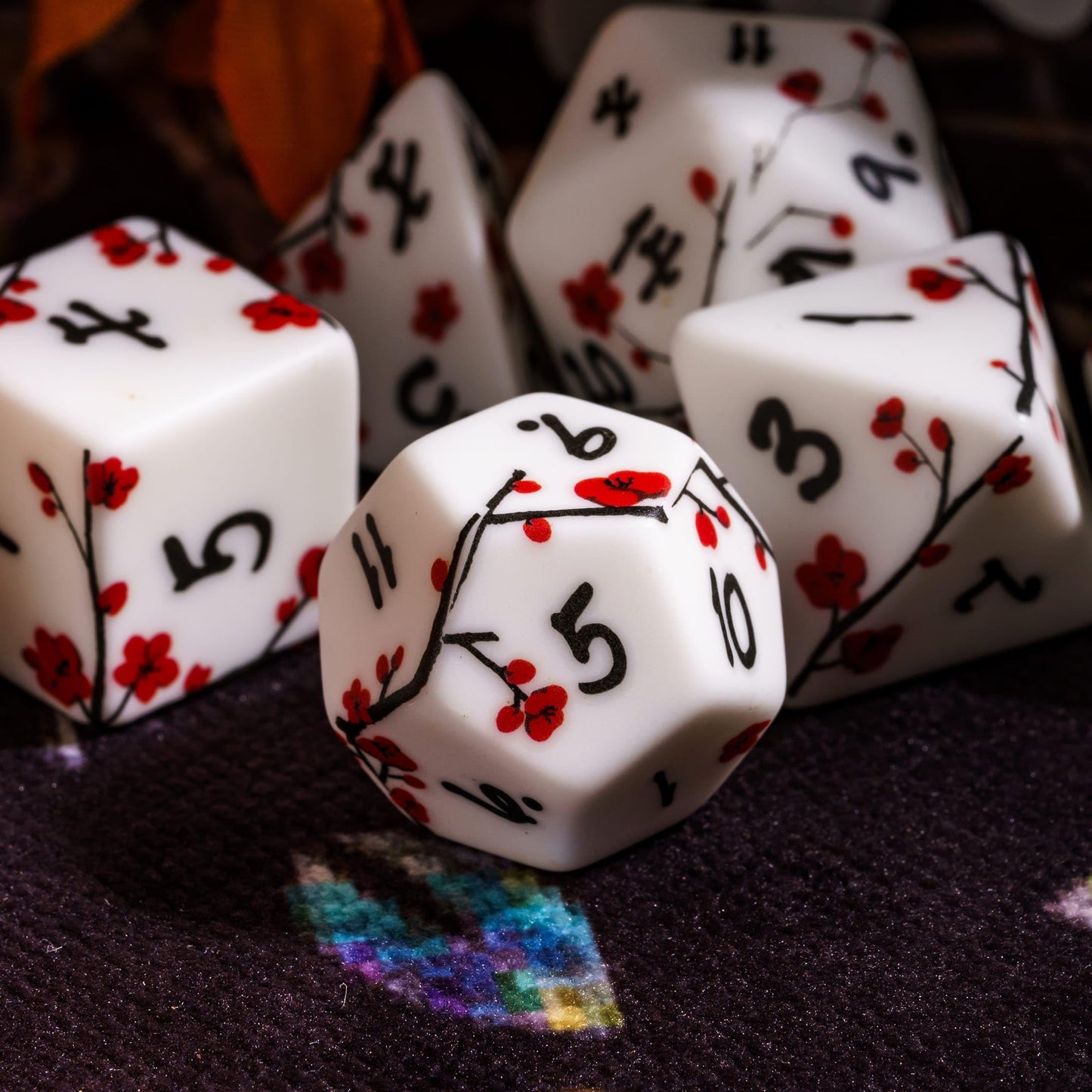 Hddais 7Pcs Flower Dnd Dice Set, Plum Blossom Resin Polyhedral Dice Set With Gift Case For D&D Rpg Dungeons And Dragons Role Pla