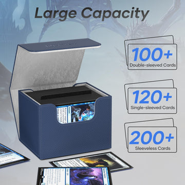 Mlikero Card Deck Box, Commander Deck Box Holds 100+ Double-Sleeved Cards with Divider, Leather Magnetic Closure Card Box Fit fo