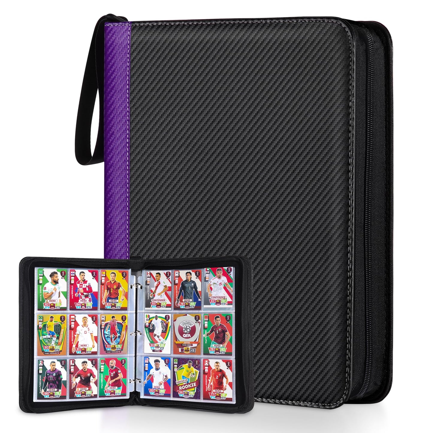 LIMSTDIC Card Binder for Pokemon Card  9 Pocket 40 Double-Sided Pages for 720 Card Pocket enhanced Zip PU Card Binder for Pokemon  Collectible For TCG MTG Baseball Football Trading Card Game(Purple)