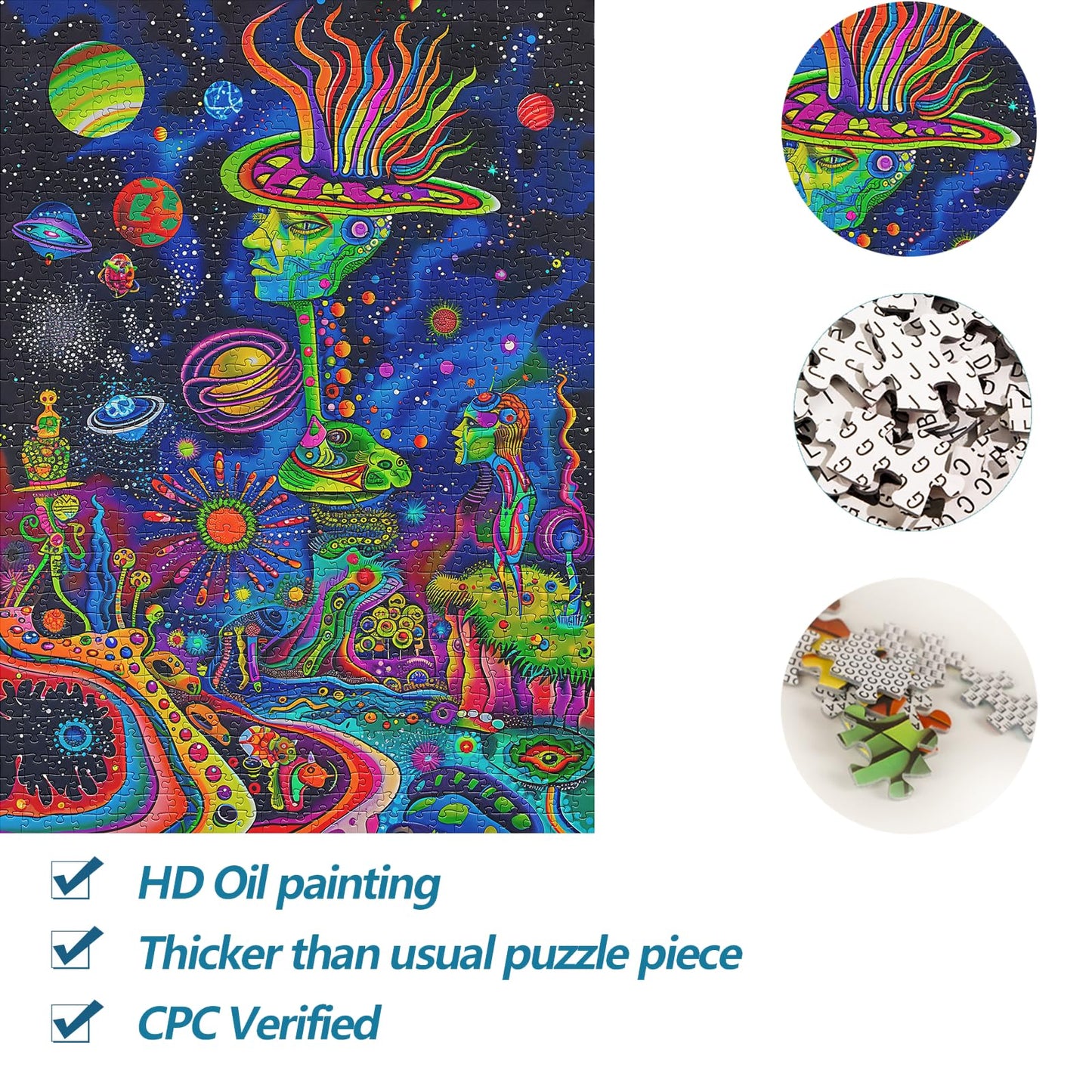 Bgraamiens Puzzle-Alien Land-1000 Pieces Rectangle Puzzle Fun Alien Theme Graffiti Colorful Jigsaw Puzzle For Adults And Kids(Alien Land)