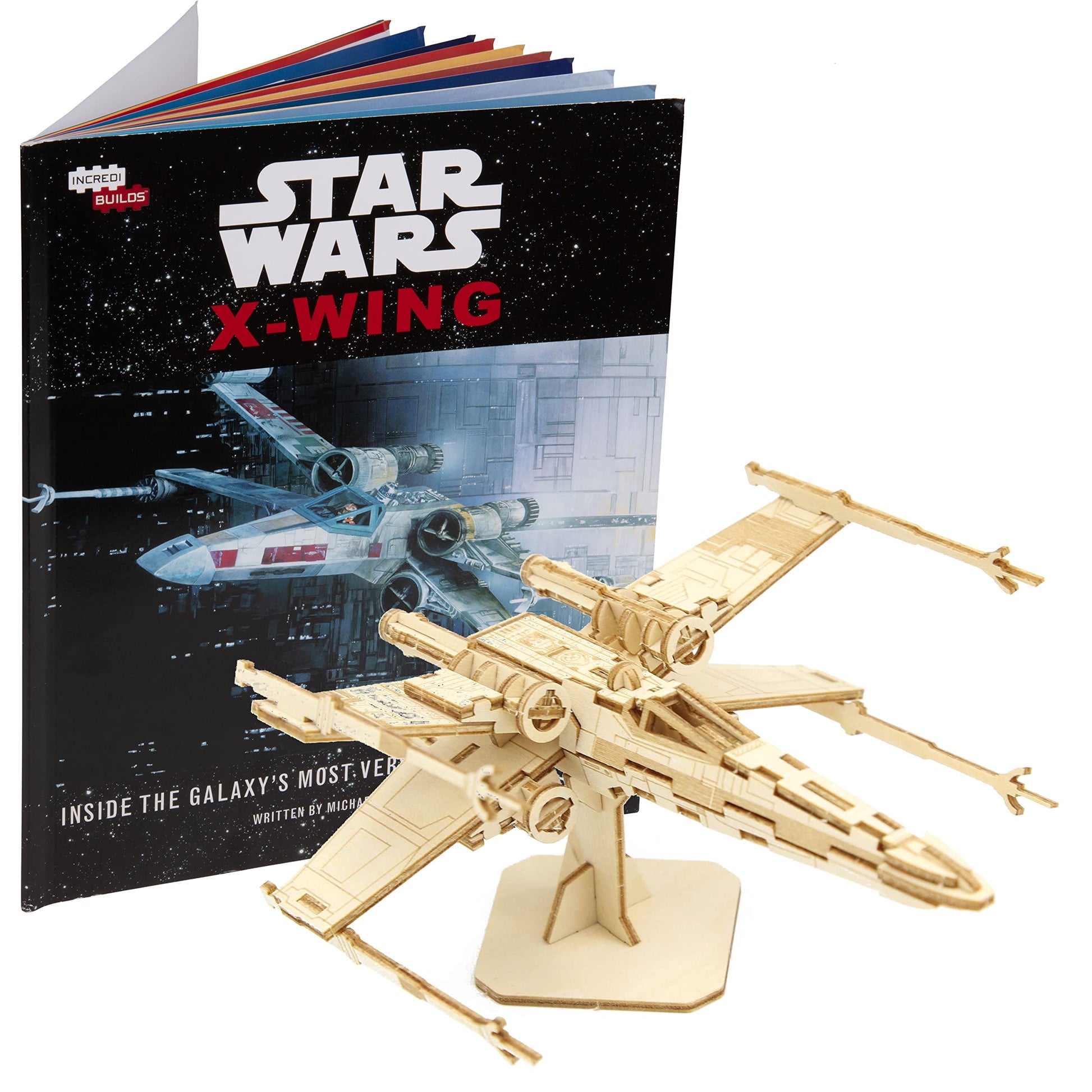Star Wars X-Wing 3D Wood Puzzle & Model Figure Kit (73 Pcs) - Build & Paint Your Own 3-D Movie Toy - Officially Licensed - No Glue Required - Gift for Kids  Teens & mature-themeds