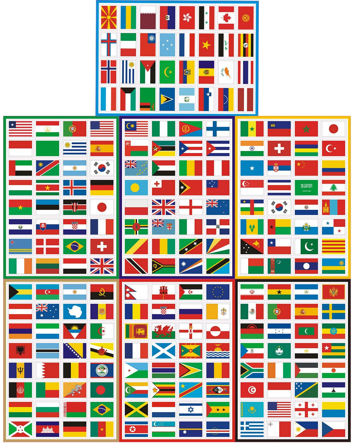 TamBee Countries Flags Stickers 224PCS Multi Territorial Maps Nations Patterns Face Sticker Travel Stickers Childrens Room Deco