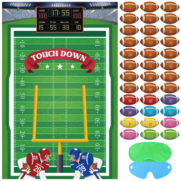 Hooqict Pin The Football On The Goalpost Football Party Games For Kids Game Day Party Supplies Boys Sports Theme Birthday Party Decorations, Large Pin The Games Poster With 36 Rugby Stickers