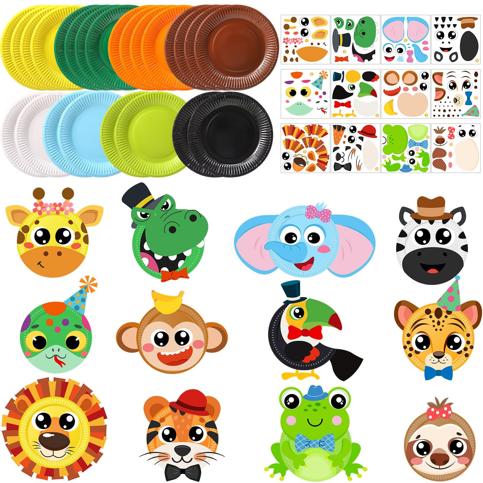Funnymoom 24 Pcs Arts and Crafts for Kids, Thanksgiving Plate Craft Kits Turkey Arts Craft Christmas DIY Plate Kit for Fall Autu