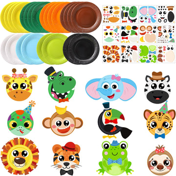 Funnymoom 24 Pcs Arts and Crafts for Kids, Thanksgiving Plate Craft Kits Turkey Arts Craft Christmas DIY Plate Kit for Fall Autu