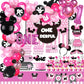 LetDec 185 Pcs Pink 1st Birthday Party Decorations Kit, Balloon Arch, Tableware, Paper, Model HTMYM1BPD328, Perfect for Girls' First Birthday