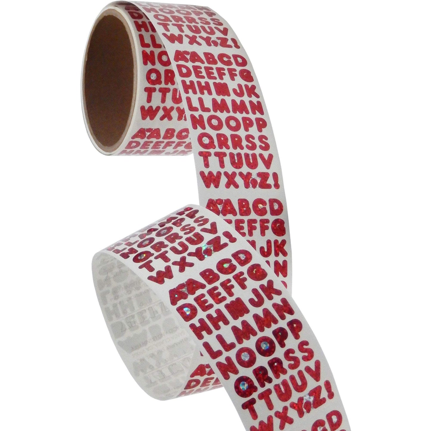 Bulk Roll Prismatic Stickers, Red Alphabets (50 Repeats)