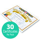 Hayes Social Studies Achievement Certificates, Gold-Bordered Awards With Light Blue Marbled Design, Customizable Award For Students, Full-Color Glossy Design, 8.5' X 11' - 30 Pack