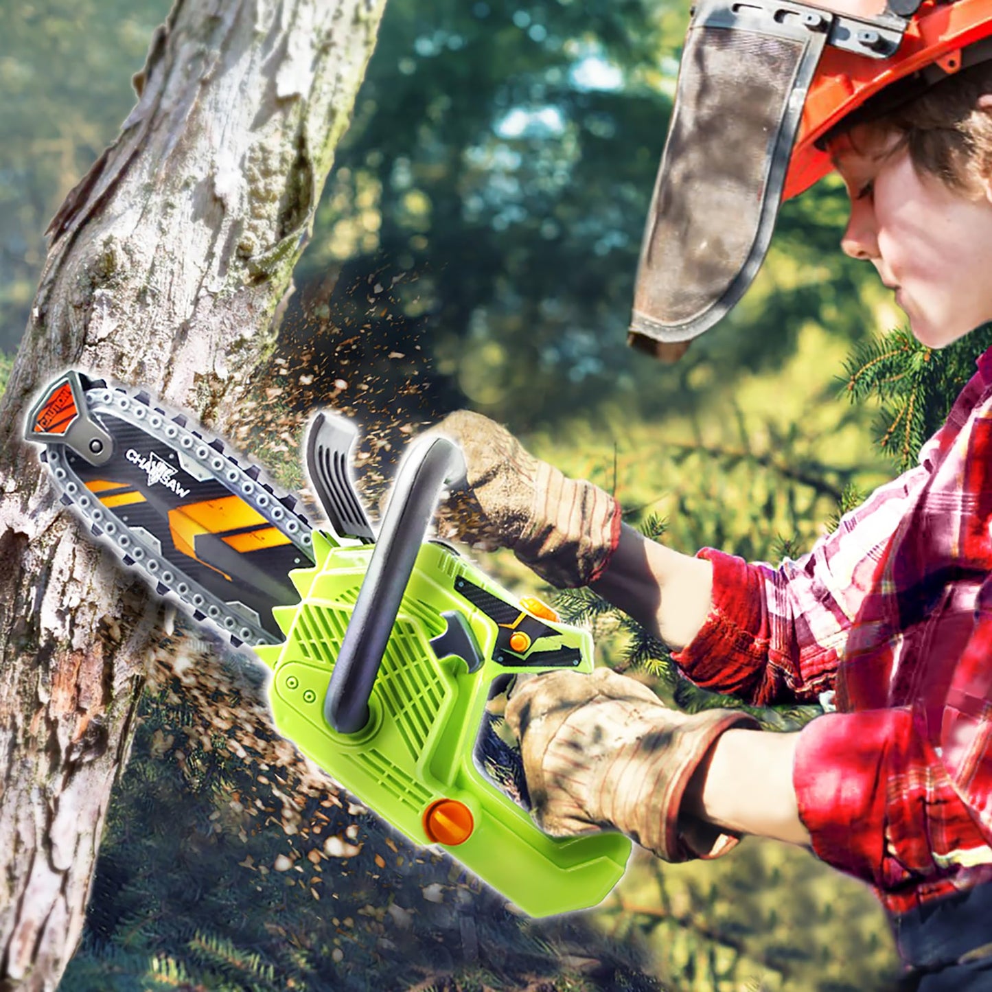 JAROFUREL Lanard Tuff Tools: Clean Cut Chainsaw - Kids Sounds & Action Toy, Realistic Action Yard Work Toy, Battery Powered, Age