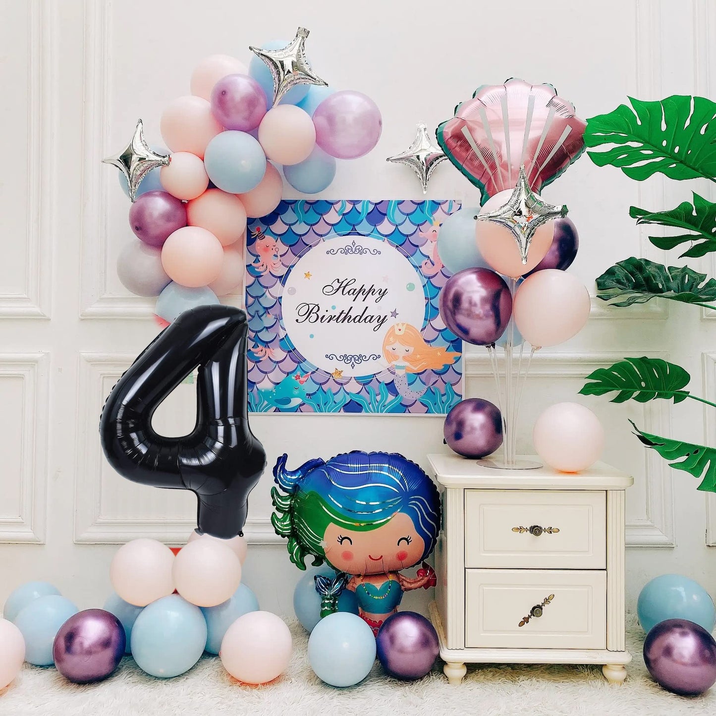 Smlpuame 40 Inch Number Balloon 0-9 Black Large Number 4 Balloons,Digital Balloons For Birthday Party Celebration Decorations Su