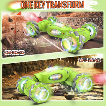 Fosgoit Gesture Sensing RC Stunt Car Toys Gifts for 6-8 8-12 Kids, 2.4Ghz 4WD Hand Controlled RC Car with Light & Music & Spray,