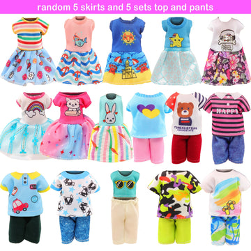Miunana 5.3 Inch Girl Doll Dress 36 Pcs Clothes And Suitcase And Hats For 4-6 Inch Girl Doll Top And Pants Fashion Outfits Doll Shoes Dollhoues Furniture Kit