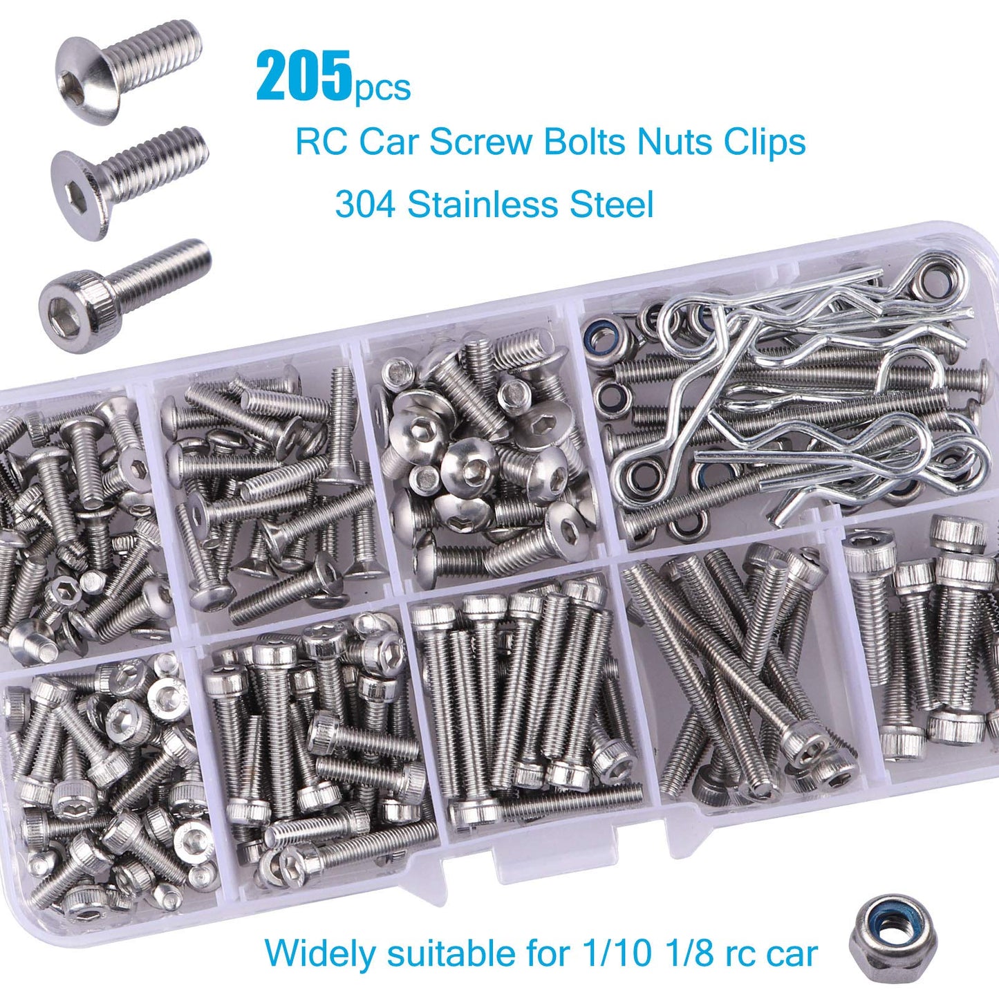 Lordhardware 205Pcs Rc Crawler Car Screw Tool Kit Diy Accessories Parts For 1/10 1/8 Rc Car Truck