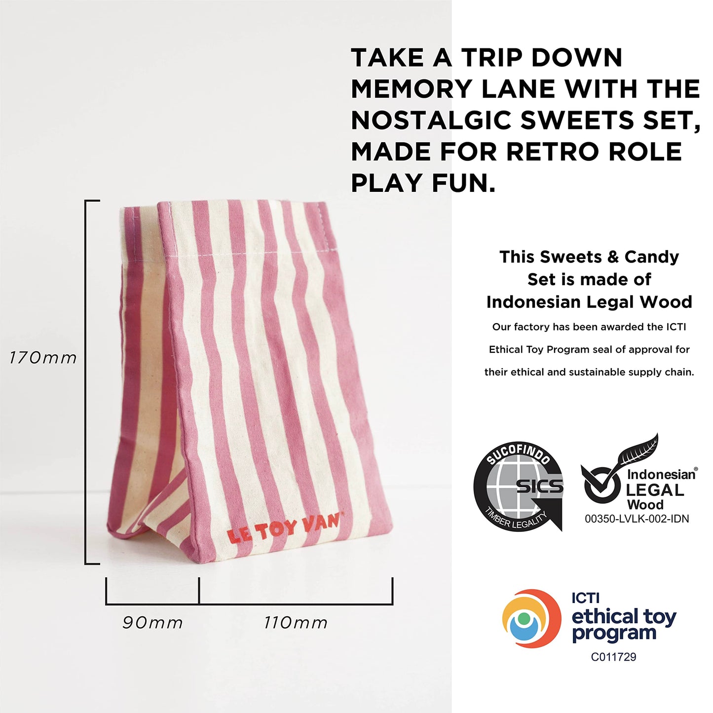 Le Toy Van - Pretend Play Wooden Candy Play Food Set | Kids Role Play Wooden Food Toy | Great As a Gift - Suitable for 2 Years +