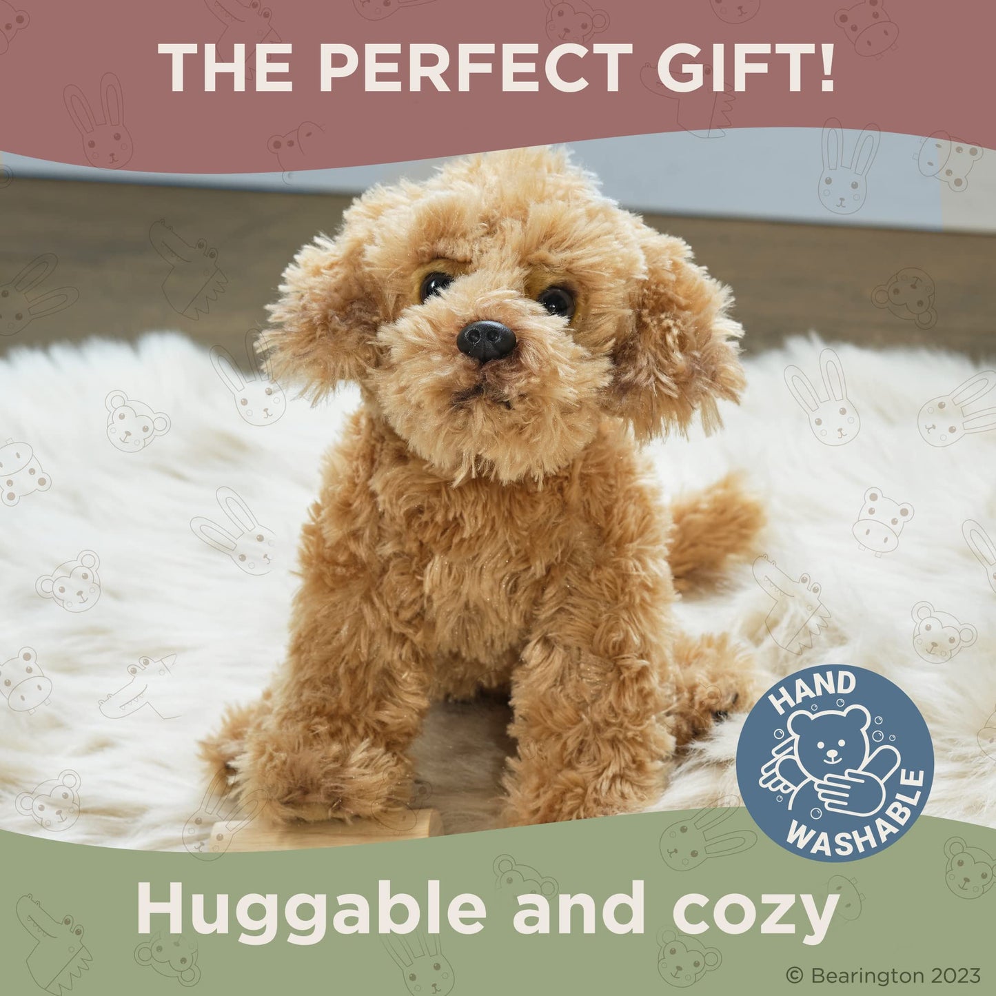 Bearington Collection Caramel Dog Stuffed Animal Puppy - Plush Dog Toys For Kids, Goldendoodle Labradoodle Plushies - 13 Inch