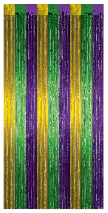 1-Ply FR Gleam N Curtain (gold, green, purple) Party Accessory (1 count) (1/Pkg)