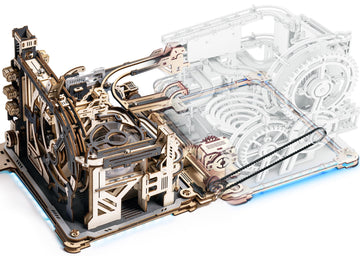 Rokr 3D Puzzle Marble Run Kit 2 In 1 Include Marble Spaceport Lgc01 And Link Pack Lg01, 3D Wooden Puzzles For Adults Mechanical Model Sets Building Toys