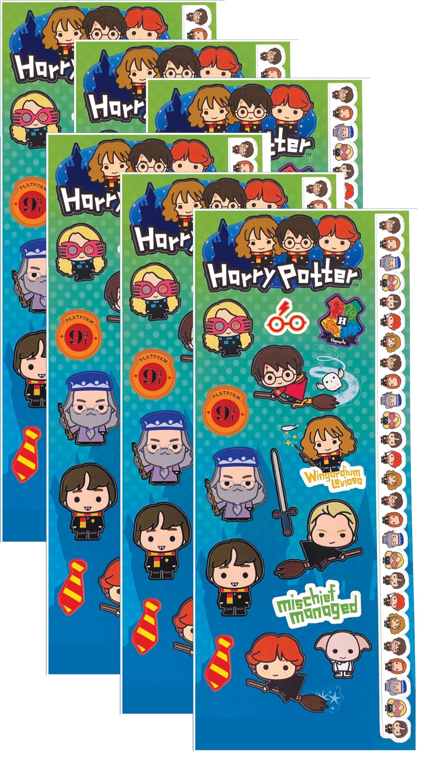 Paper House Productions Harry Potter Cardstock Sticker Sheet 6-Pack for Crafts, Scrapbooking & Collecting - Chibi Characters