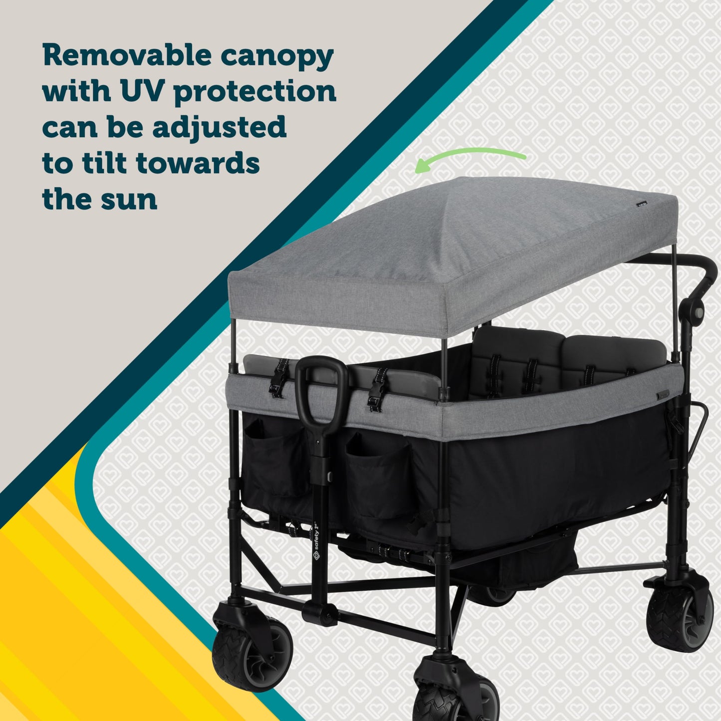 Safety 1st Summit Quad Wagon Stroller, Grey Harbor, Model CV458HNC, Durable Polyester Material
