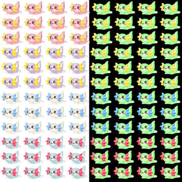 Ferraycle Mini Resin Axolotl Charms - 100 Pcs Luminous Tiny Animal Figurines for DIY Projects, Small, Diverse Colors