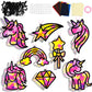 QOUBAI 32 Sets Unicorn Rainbow Suncatchers Craft Kit DIY Window Stained Glass Effect Diamond Star bow Paper Crafts Home School C