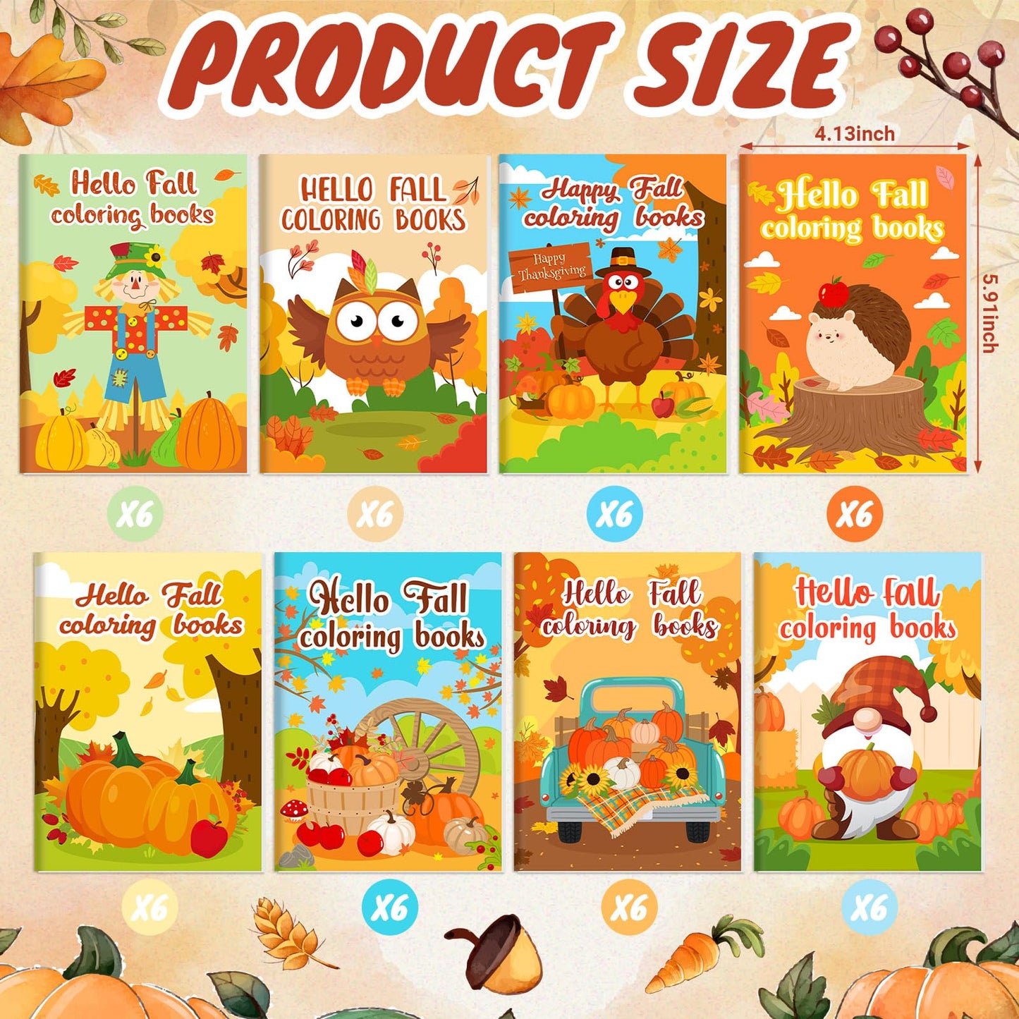Containlol 48 Pcs Fall Coloring Books Thanksgiving Mini Coloring Books Thanksgiving Activity Book Bulk Fall Harvest Party Favors