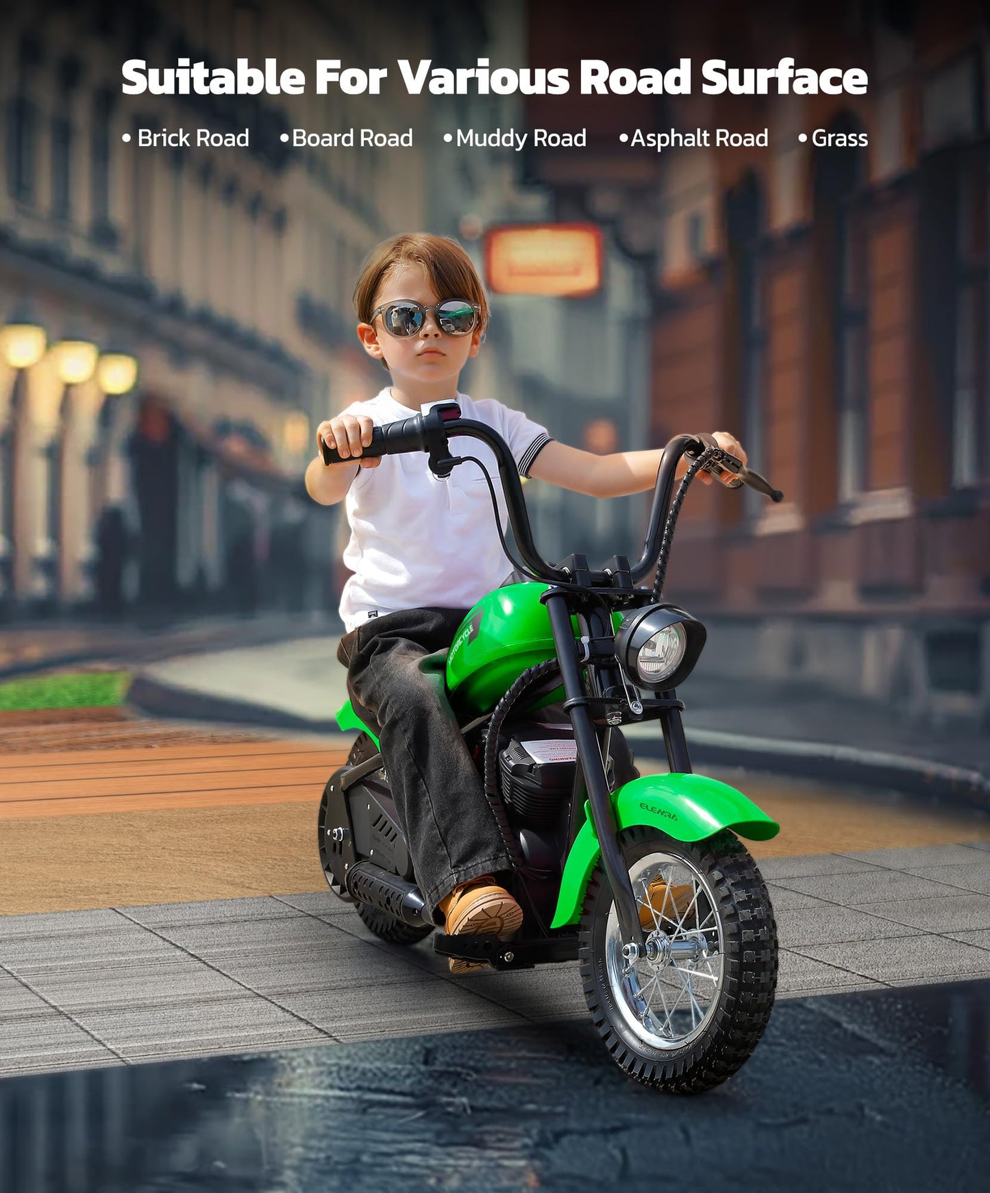 Elemara Dirt Bike Electric, 15 Mph & 150Lb Max, Motor Bikes For Kids W/Led Lights & Power Display, Key Start,Chain-Driven Motor,