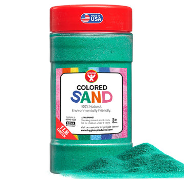 Hygloss Colored Sand for Crafts - 1 lb Bottle, Green - Vibrant Colorful Fine Sensory Play Sand Art Kits for Kids - Classroom Act