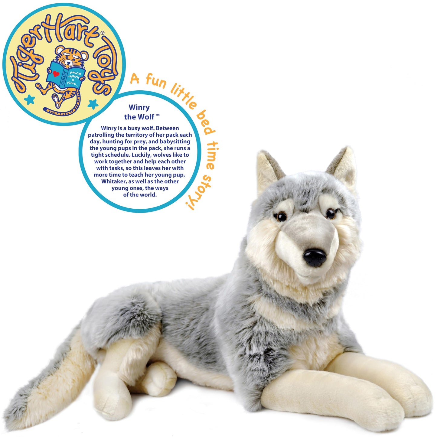 TigerHart Plush Dog - Winry The Wolf, 27 Inch, White, Soft Polyester Stuffed Animal