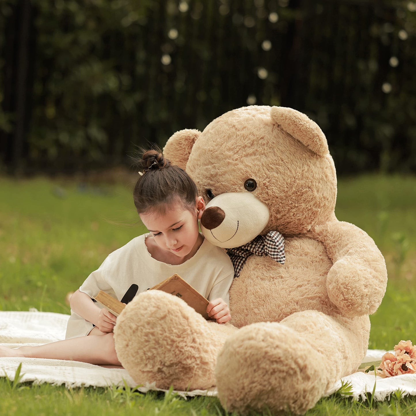Poutmac 55 Inch Giant Teddy Bear Stuffed Animal Brown Big Plush Teddy Bear Valentine'S Gift For Girlfriend Soft Stuffed Bear Ani