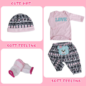 Ekokiz Reborn Baby Dolls Clothes Girl Pink Doll Clothes Baby Clothes 17-22 Inches Baby Doll Clothes And Accessories For Newborn