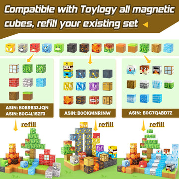 Dinosaur Toys Magnetic Blocks-Build Mine Magnet World Volcano Edition Kids Toys For 3+ Year Old Boys And Girls Building Blocks Toddler Toys Games Through Jurassic Learning Sensory Toys Gifts