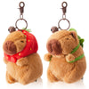 Simgoing 2 Pcs Capybara Plush Keychain Small Capybara Stuffed Animals Toy Pendant For Graduation Gifts Exchange Birthday Party Favor Decor Supplies(Turtle Bag, Strawberry Hood)
