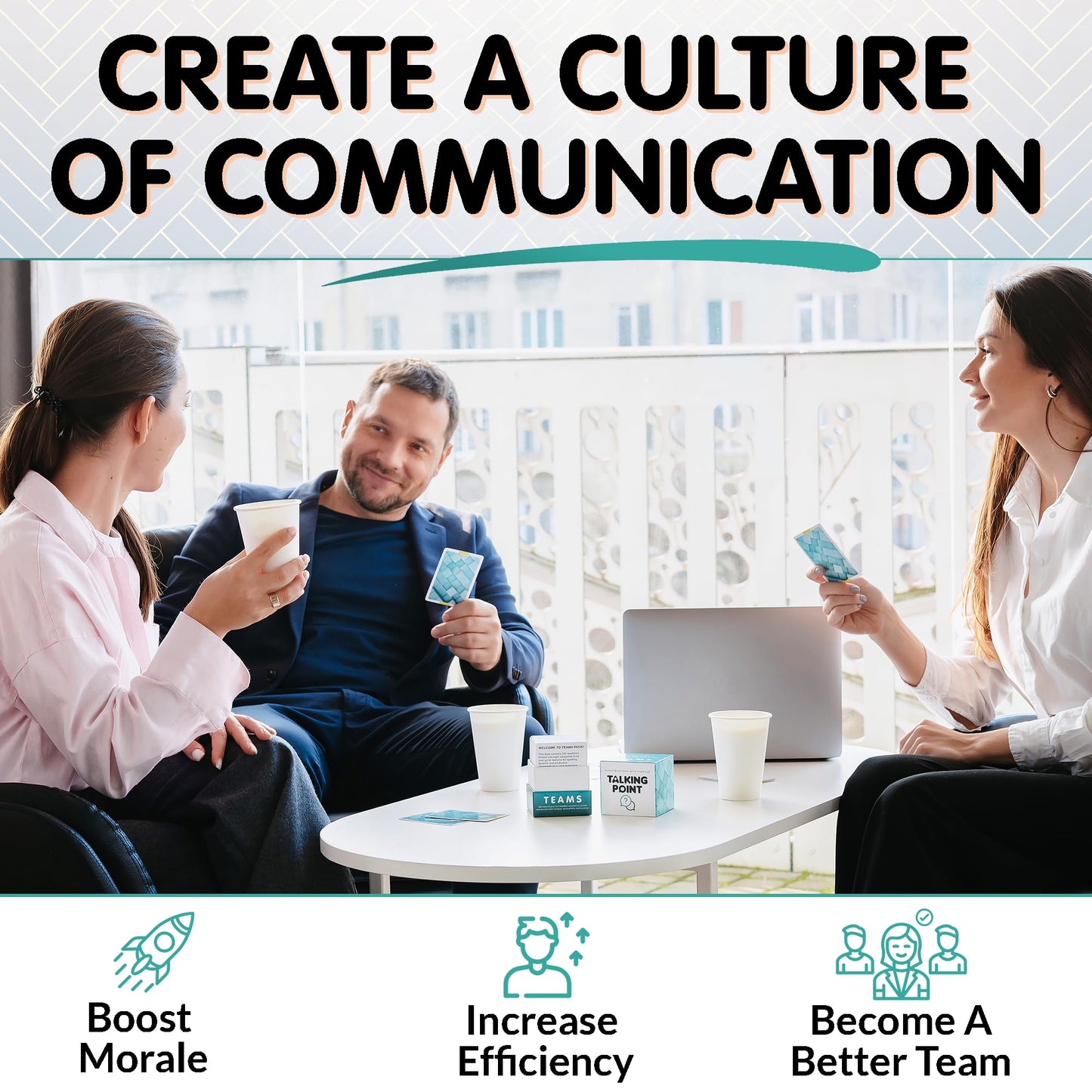 TALKING POINT CARDS 200 Conversation Cards - Team Building Icebreaker Game - Paper, Talking_Point_Teams Model