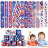 4th of July Party Favors Slap Bracelets for Kids 36PCS Red White and Blue American Flag Patriotic Snap Bracelet Bulk Independenc