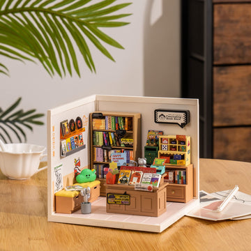 Robotime Diy Miniature House Kit - 1:24 Scale Realistic Store Kit With Led Light - Tiny Model Mini House Kit With Furniture Best Birthday Gift