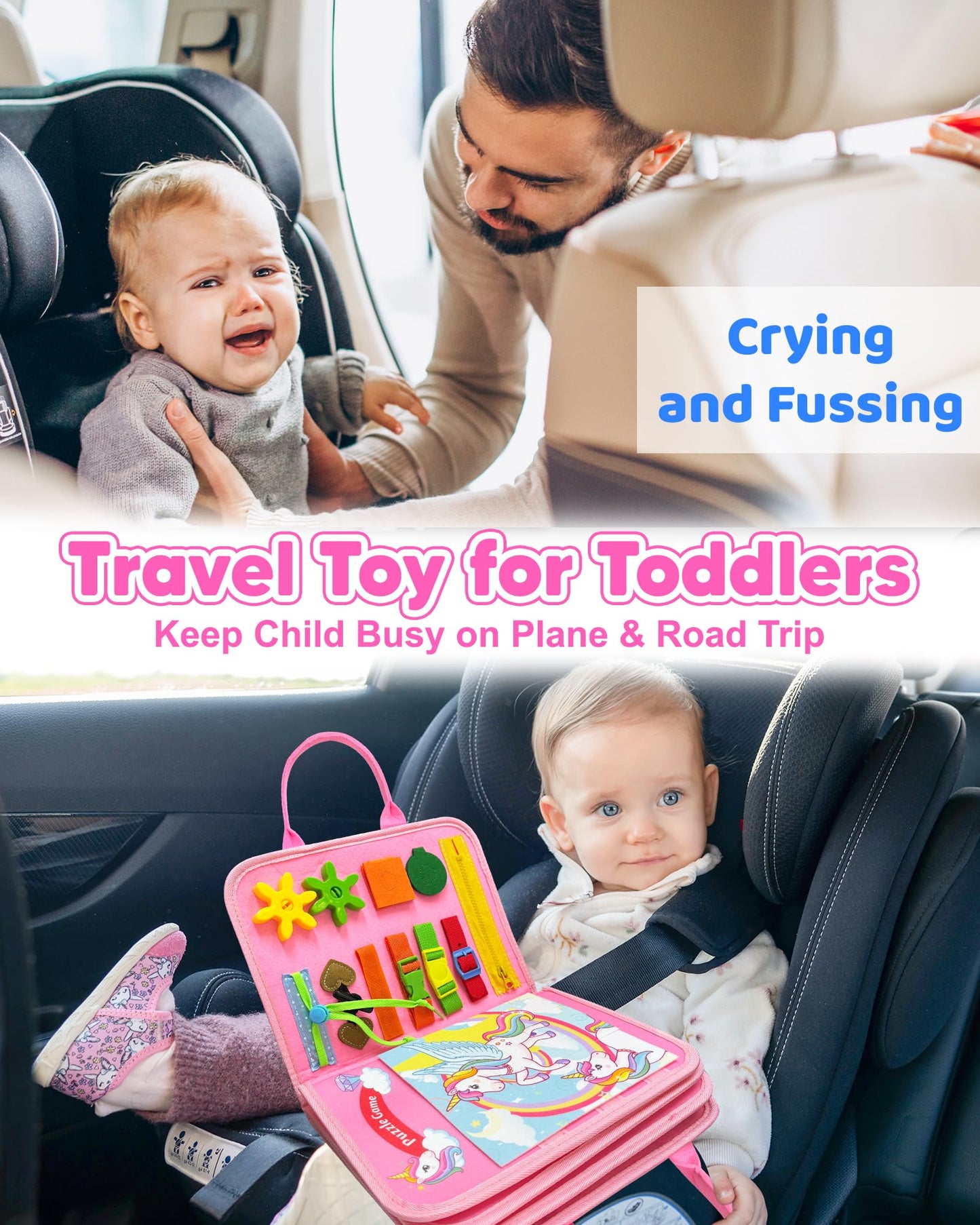 Walenty Toddler Busy Board Montessori Toys For 1 2 3 4 Year Old Girl Birthday Gifts, Busy Book Sensory Learning Toys For Toddler