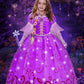 Aolliya Rapunzel Light Up Dress for Girls Purple Princess Costumes Halloween Dress Up for Cosplay Party Carnival