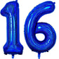 Number 16 Balloon 40 Inch, Laser Blue Big Number Balloon, Giant Mylar 16Th Balloons Number, Helium Birthday Balloons For Teenage